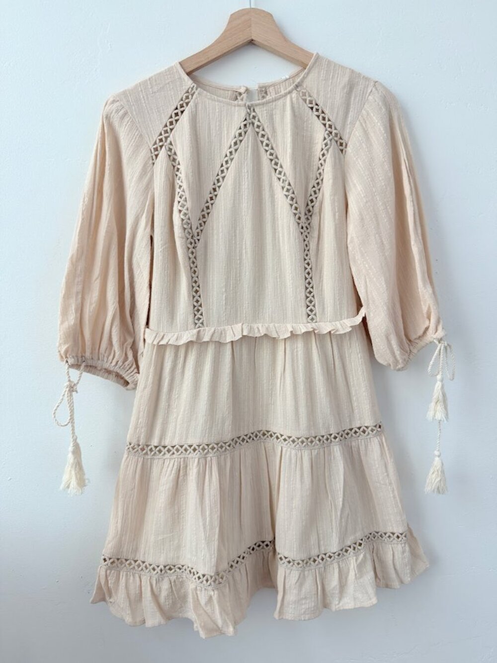 Esther & Co NWT Lace Tiered Mini Dress S Ivory Bridal Shower Boho - Picture 2 of 9